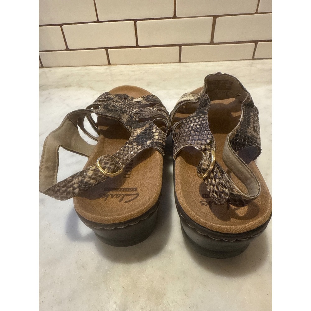 Clarks Leximari Gold‎ Beige Snake Print Cushion Soft Sandals US 6.5W - Picture 5 of 5